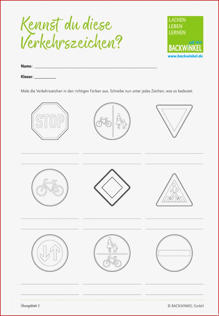 Bedeutung Verkehrszeichen Grundschule Zum Ausdrucken