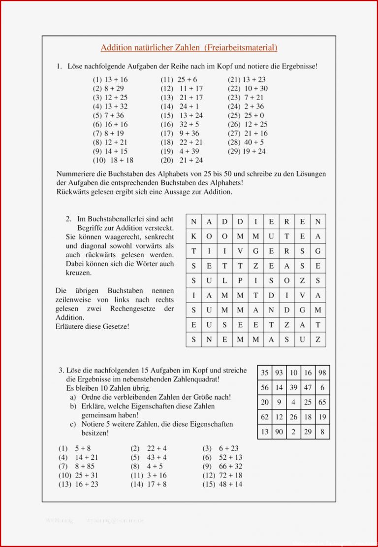 Begriffe Grundrechenarten Arbeitsblatt Margaret Pitts Schule