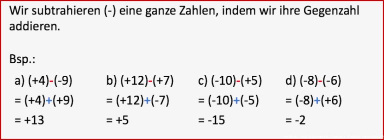Benutzer L Wöhlk Addition Und Subtraktion Ganzer Zahlen