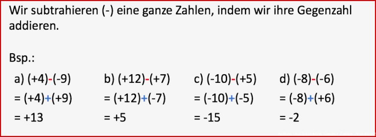 Benutzer L Wöhlk Addition und Subtraktion ganzer Zahlen