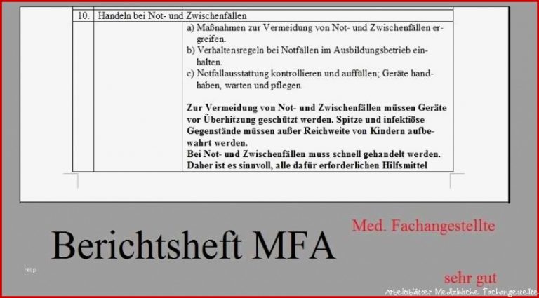 Berichtsheft Mfa Vorlage Luxus Berichtsheft Medizinische