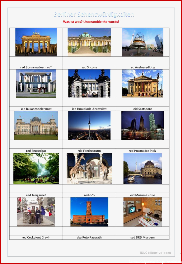 Berliner Sehenswuerdigkeiten Arbeitsblatt Kostenlose DAF