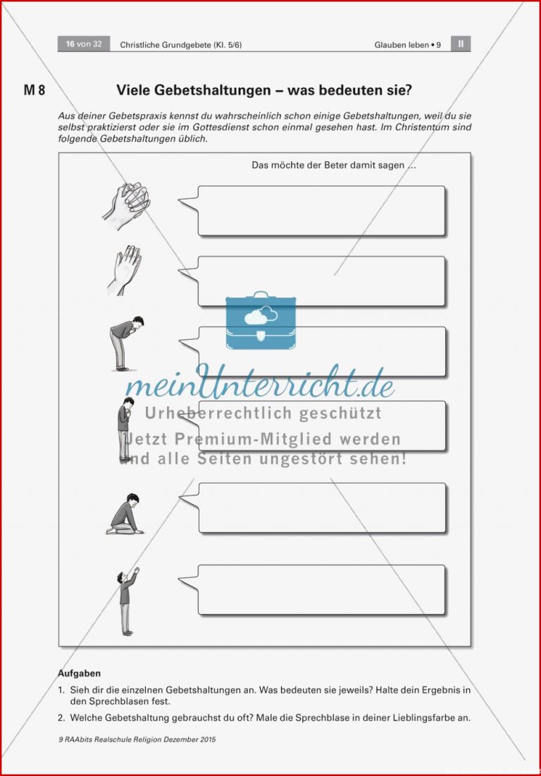Beten Gebetsanalyse Und Psalme Meinunterricht