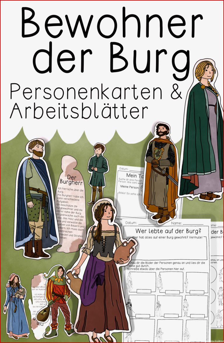 Bewohner der Burg Personenkarten Arbeitsblätter