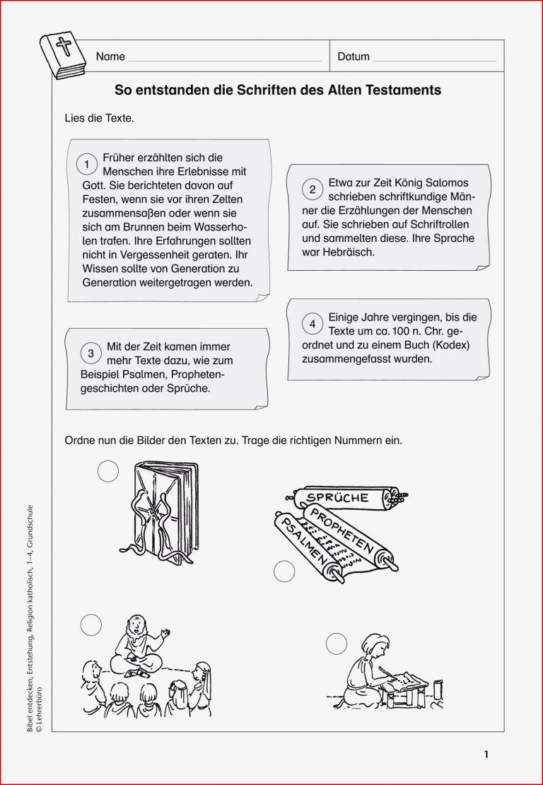 Bibel · Arbeitsblätter · Grundschule · Lehrerbüro