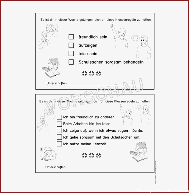 Bildkarten Klassenregeln Unterrichtsstörungen vermeiden