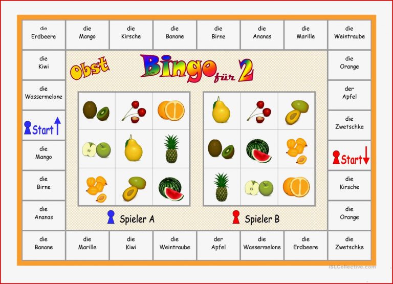 Bingo für 2 Spieler Obst