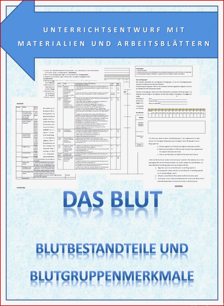 Biologie Blut Und Blutgruppen Unterrichtsentwurf