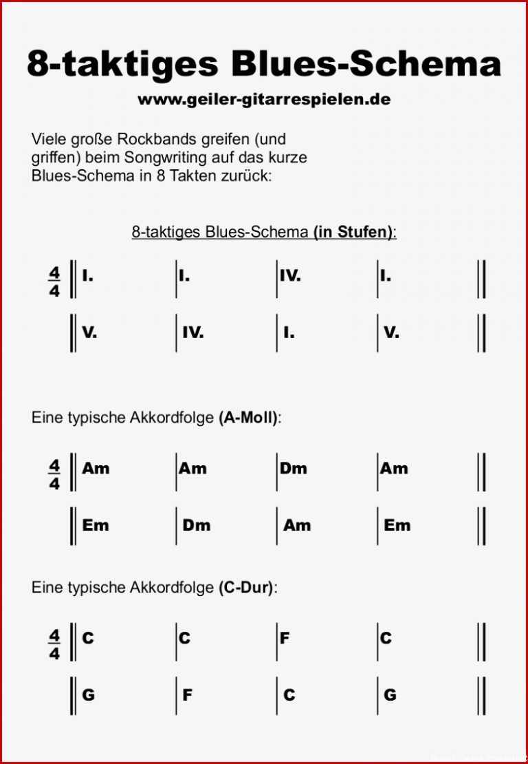 Blues Schema 8 Takte