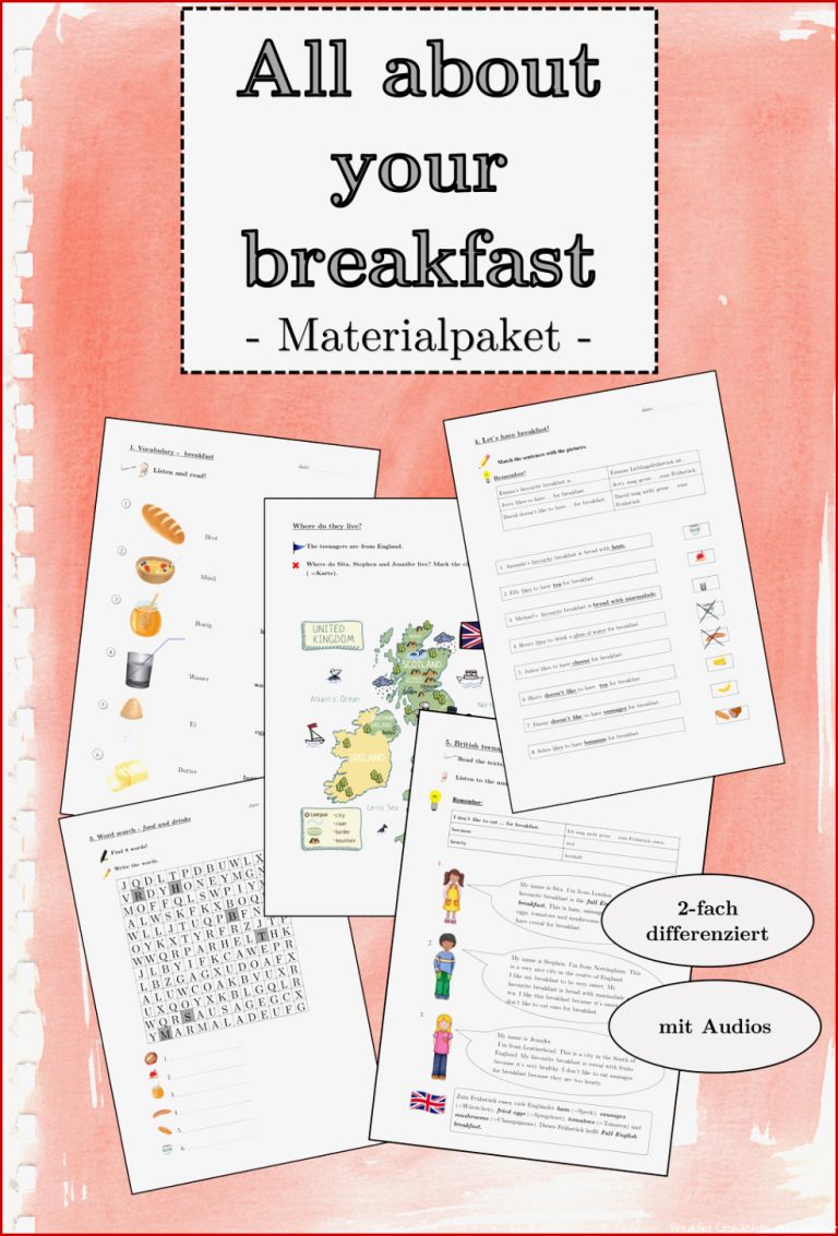Breakfast Food Differenzierte Arbeitsblätter Englisch