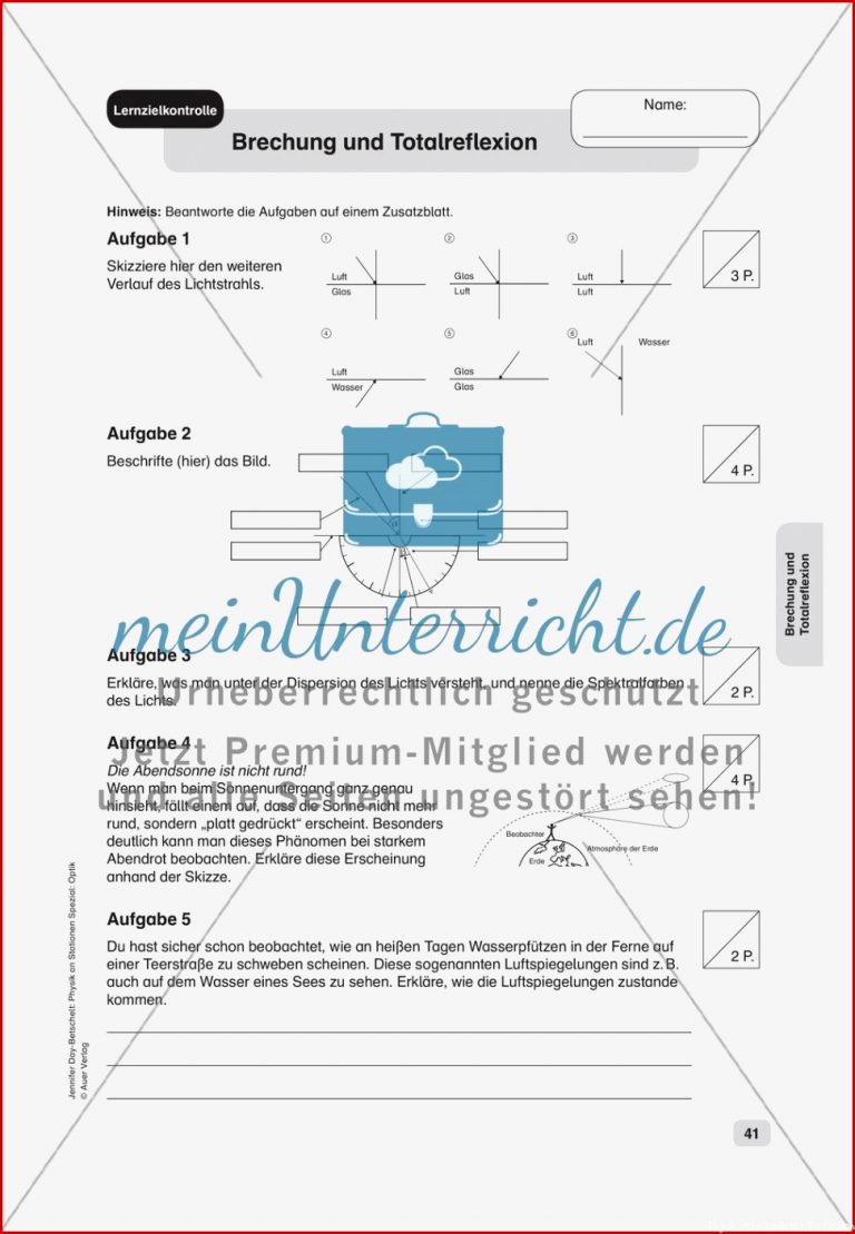 Brechung Und totalreflexion Meinunterricht