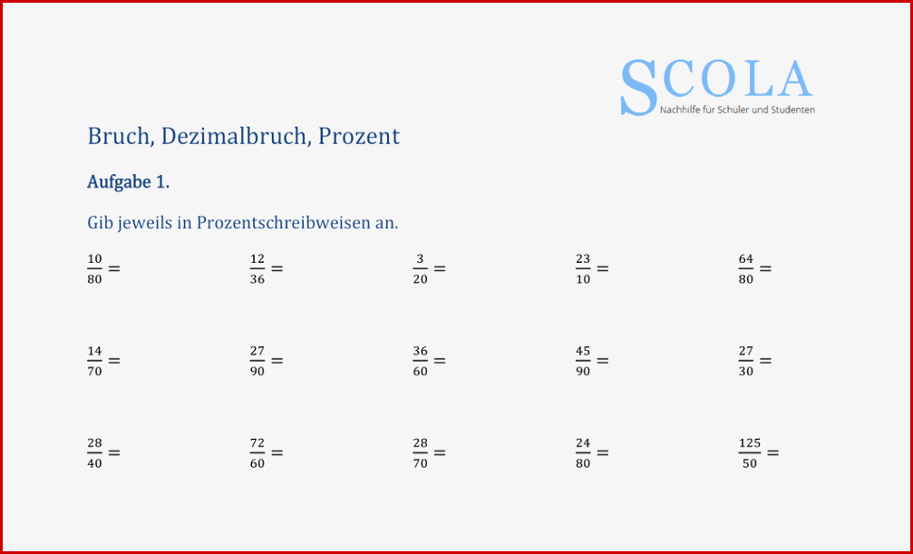 Bruch Dezimalzahl Prozent Arbeitsblatt David Hoff Schule