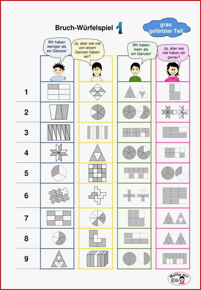 Bruch Würfelspiel Zur Einführung Von Brüchen