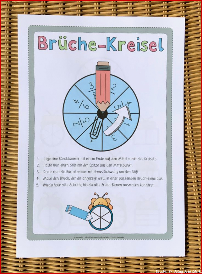 Bruchdarstellungen üben mit dem Brüche Kreisel