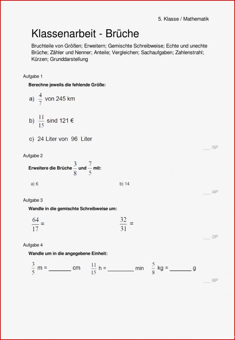 Bruchrechnen 5 Klasse Arbeitsblätter Worksheets