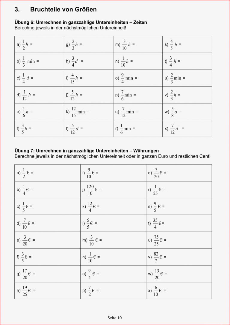 Bruchrechnen Aufgaben Mit Lösungen