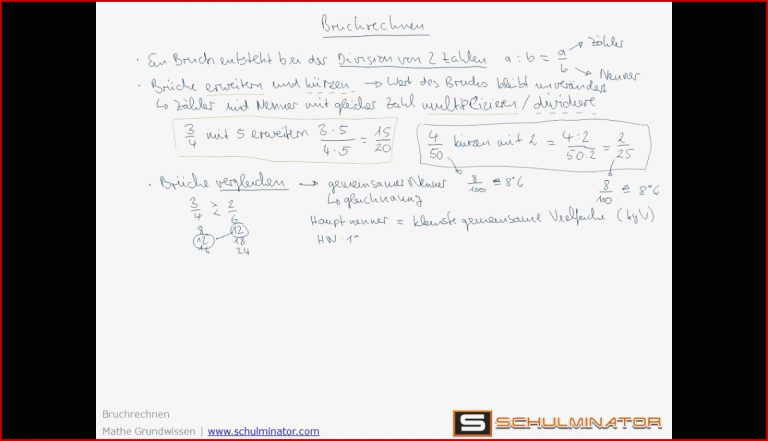 Bruchrechnen Brüche Ad Ren Erweitern Kürzen