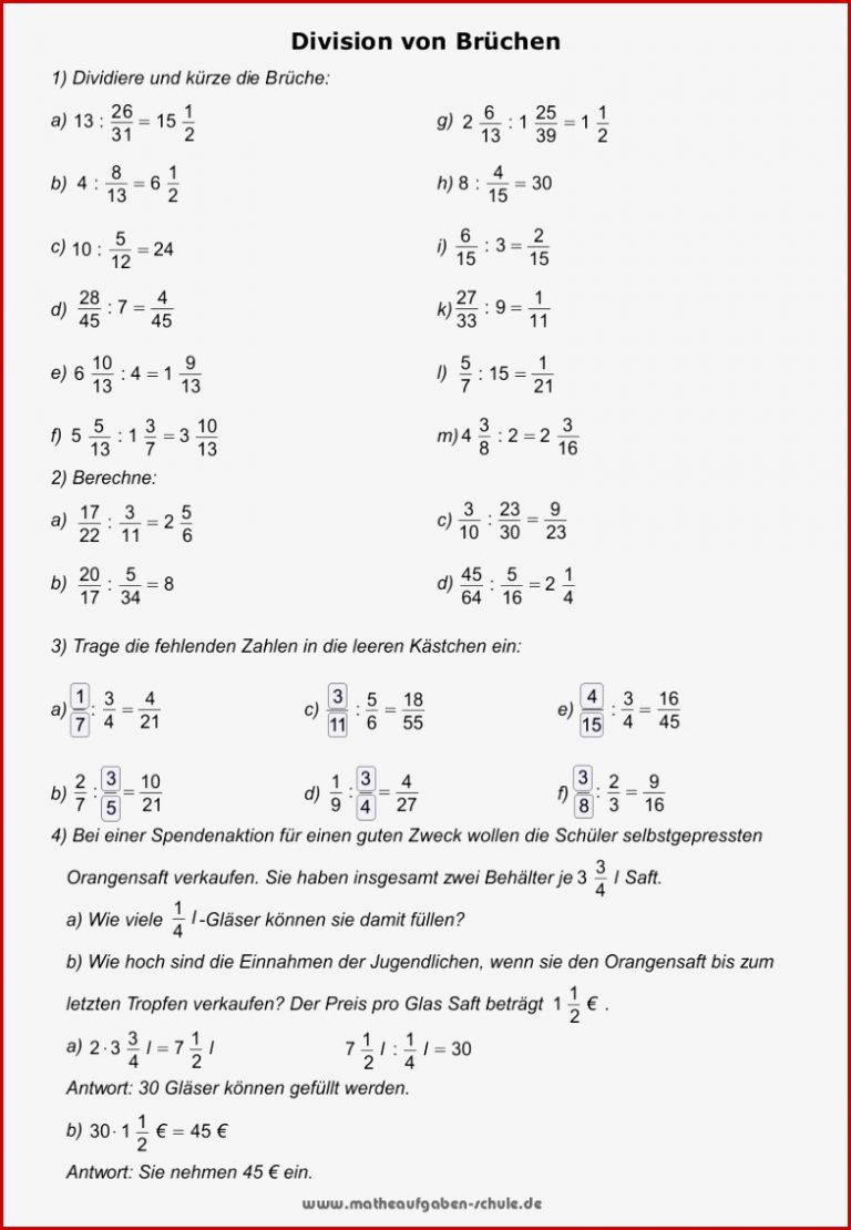 Bruchrechnen lernen - Mathe Übungsblätter