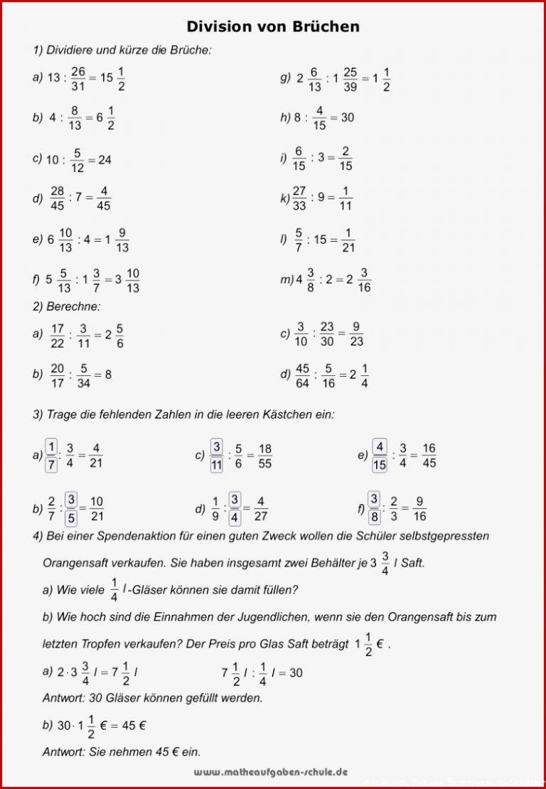 Bruchrechnen Lernen Mathe Übungsblätter