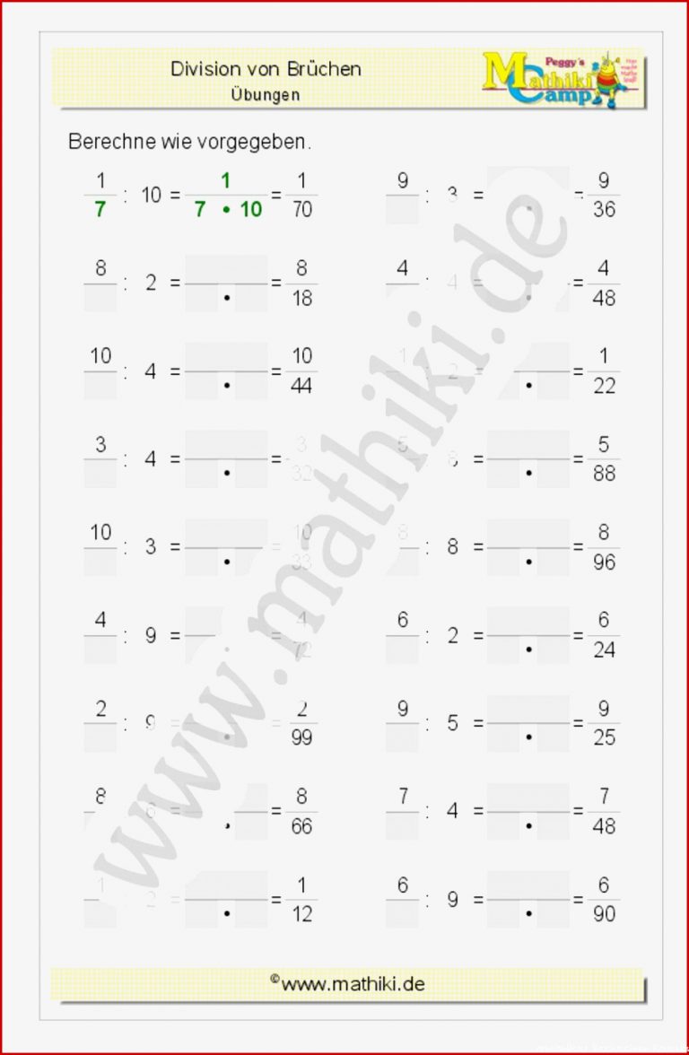 Bruchrechnen Mathe Arbeitsblätter Klasse 6 Brüche Zum