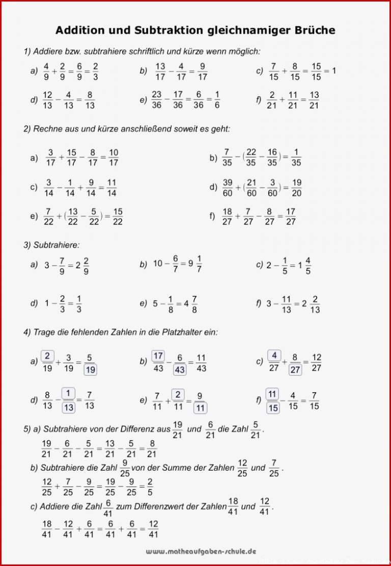 Bruchrechnen Mathe Arbeitsblätter Klasse 6 Brüche Zum