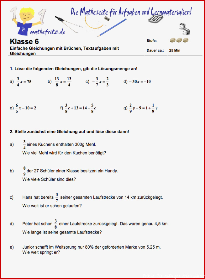 Bruchrechnen Übungen Klasse 6 | Bruchrechnung mit Mathefritz üben