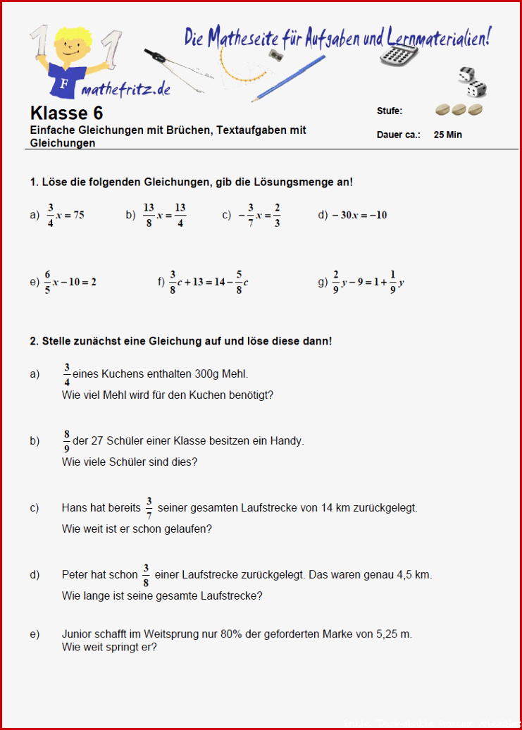 Bruchrechnen Übungen Klasse 6 | Bruchrechnung mit Mathefritz üben