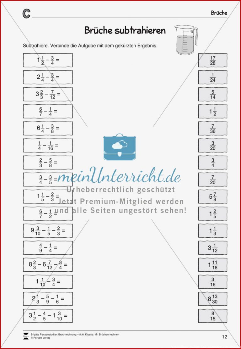 Bruchrechnung Arbeitsblätter Zur Addition Und Subtraktion