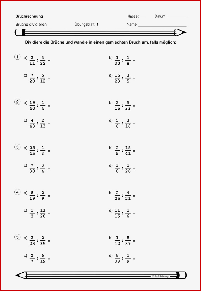 Bruchrechnung Brüche Divi Ren – Unterrichtsmaterial Im