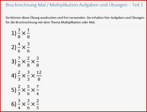 Bruchrechnung Lernen Mal Multiplikation Von Brüchen