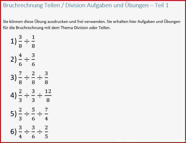 Bruchrechnung lernen Teilen Division von Brüchen Anleitung