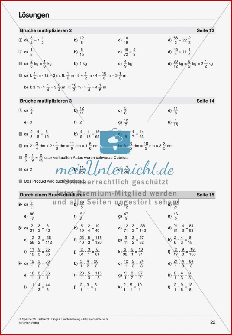 Bruchrechnung Multiplikation Und Division Meinunterricht