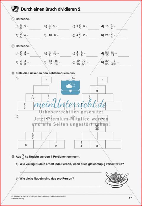 Bruchrechnung Multiplikation Und Division Meinunterricht