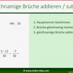 Bruchrechnung Ungleichnamige Brüche Ad Ren Und