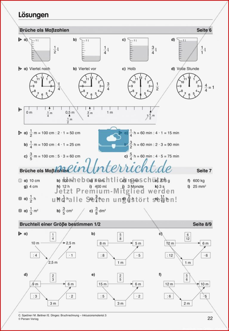 Bruchteile Von Größen Meinunterricht