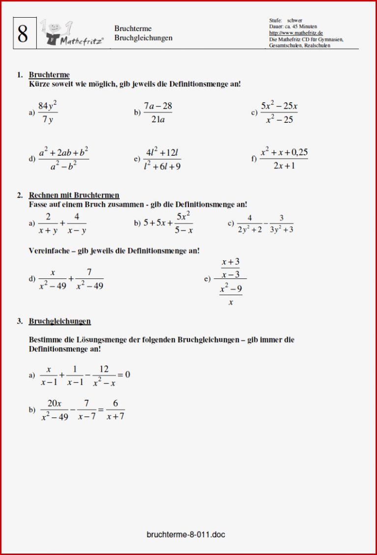 Bruchterme vereinfache