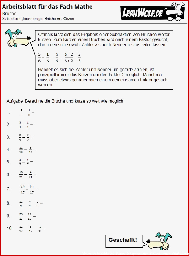 Brüche 5 Klasse Arbeitsblätter Zum Ausdrucken