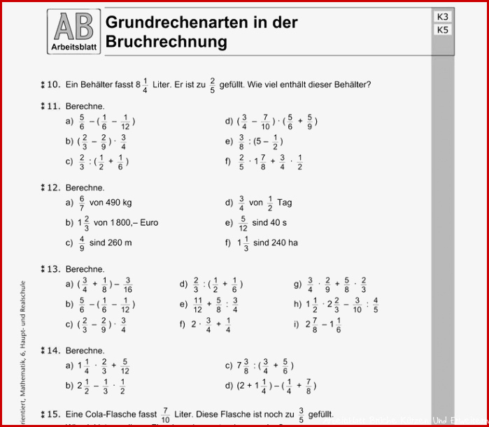 Brüche Ad ren Und Subtrahieren Arbeitsblatt Pdf Carl