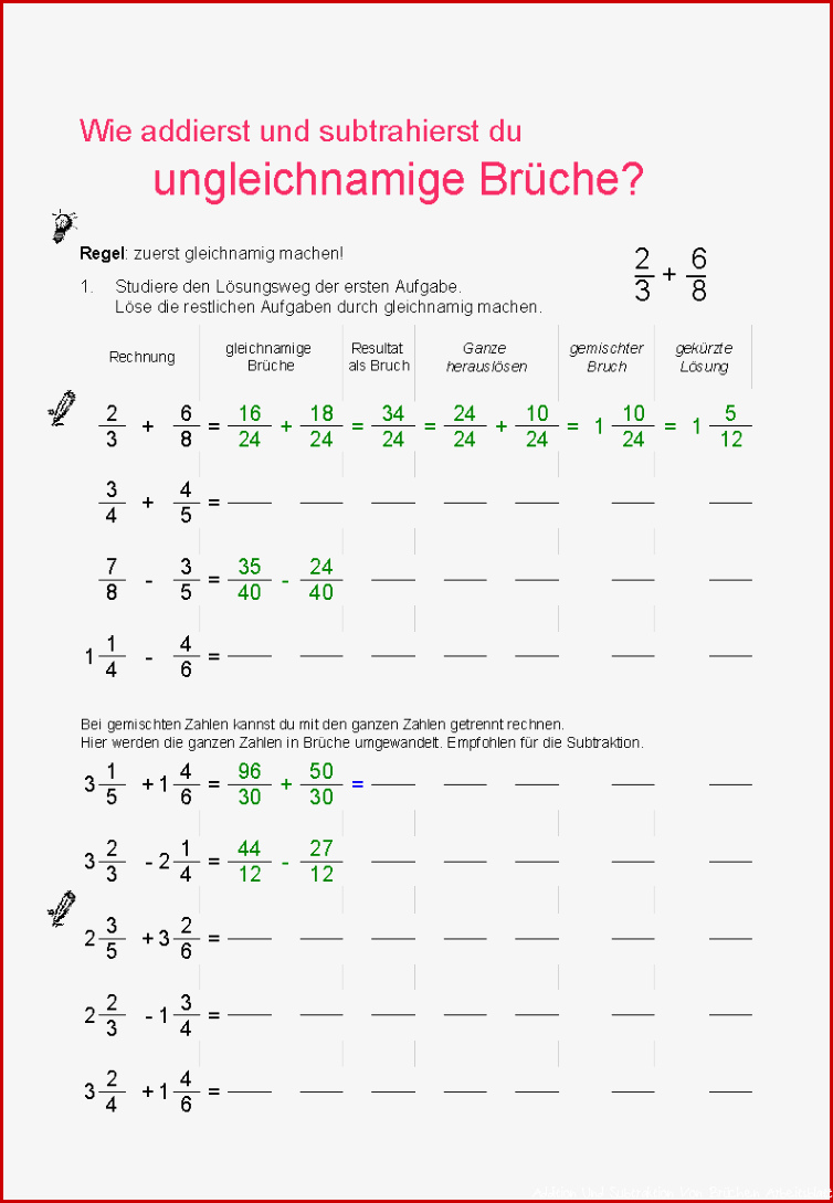 Brüche als Operatoren verwenden Brüche Addition und