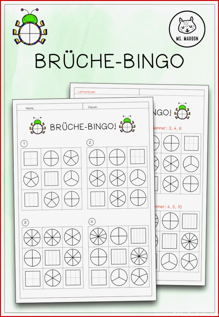 BRÜCHE BINGO Brüche spielerisch üben