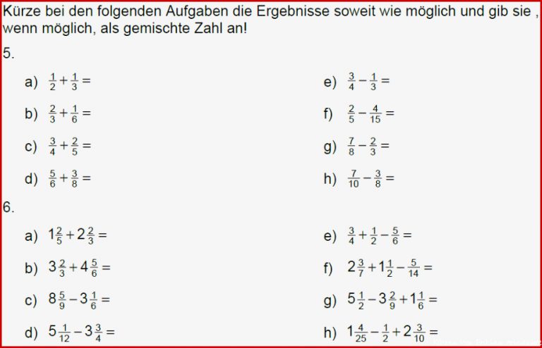 Brüche Bruchrechnen Bruchterme Meinstein