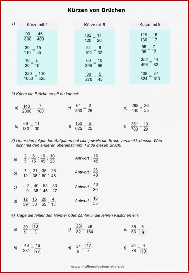 Brüche / Bruchrechnen - Mathe 6. Klasse