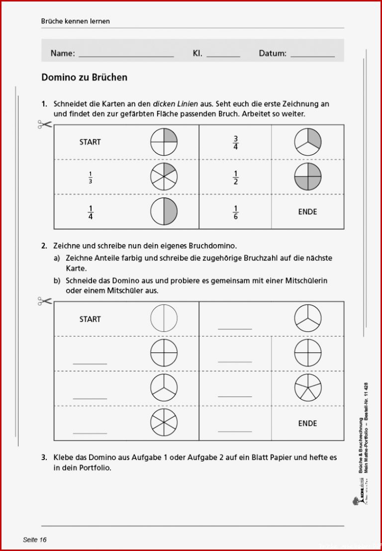 Brüche & Bruchrechnung Mein Mathe Portfolio Pdf Ab 10 J