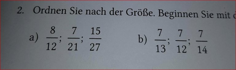 Brüche der Größe nach Ordnen puter Schule Mathematik