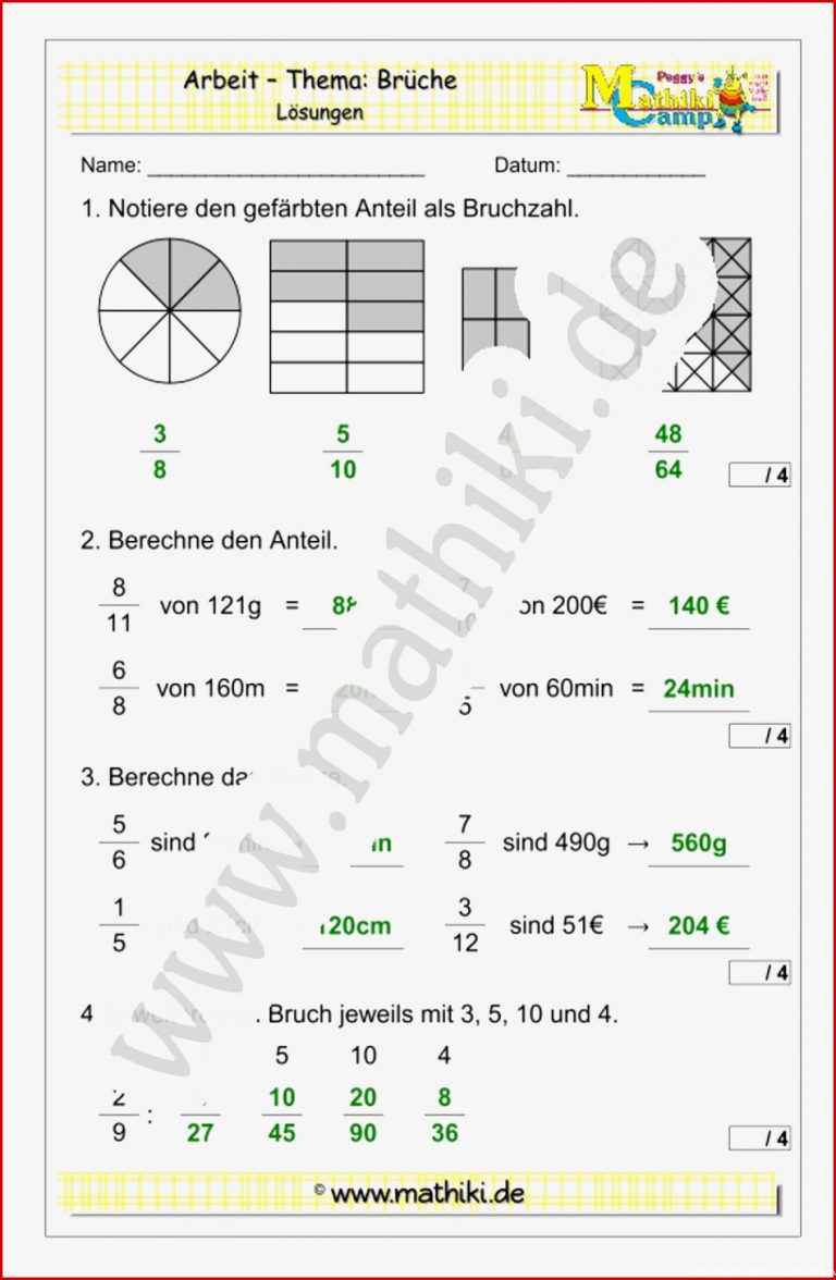 Brüche Erweitern Arbeitsblatt 5 Klasse Robert Hackett Schule