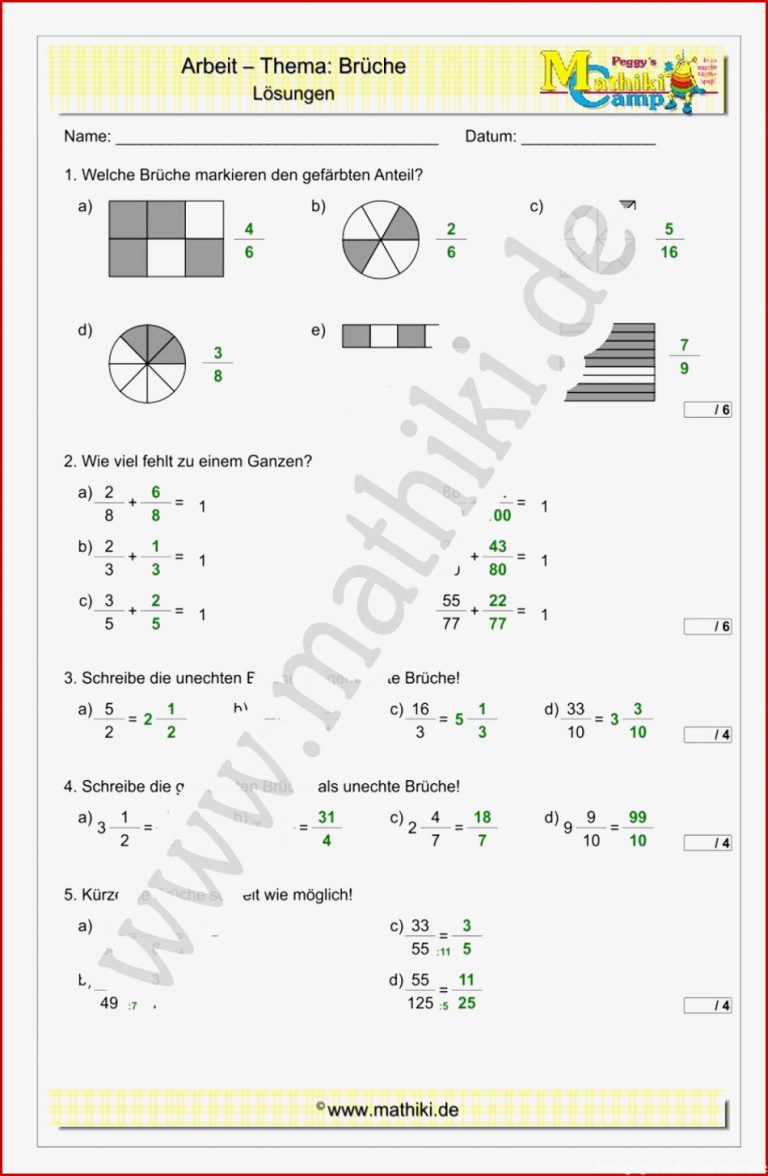 Brüche Grafisch Darstellen Arbeitsblatt Stephen Scheidt