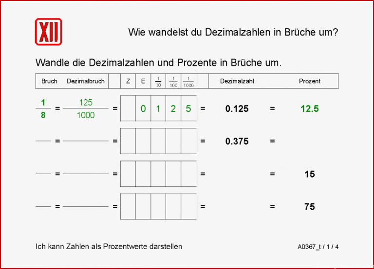 Brüche lesen und schreiben Aufgaben