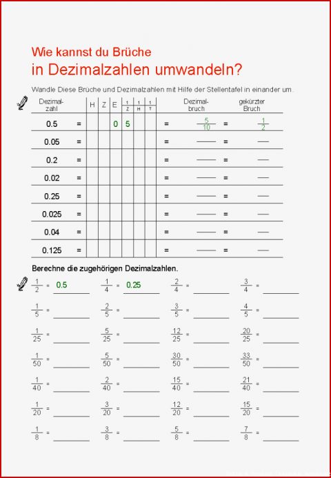 Dezimalzahlen In Brüche Umwandeln übungen Pdf Brüche Lesen Und Schreiben Brüche In Dezimalzahlen Umwandeln