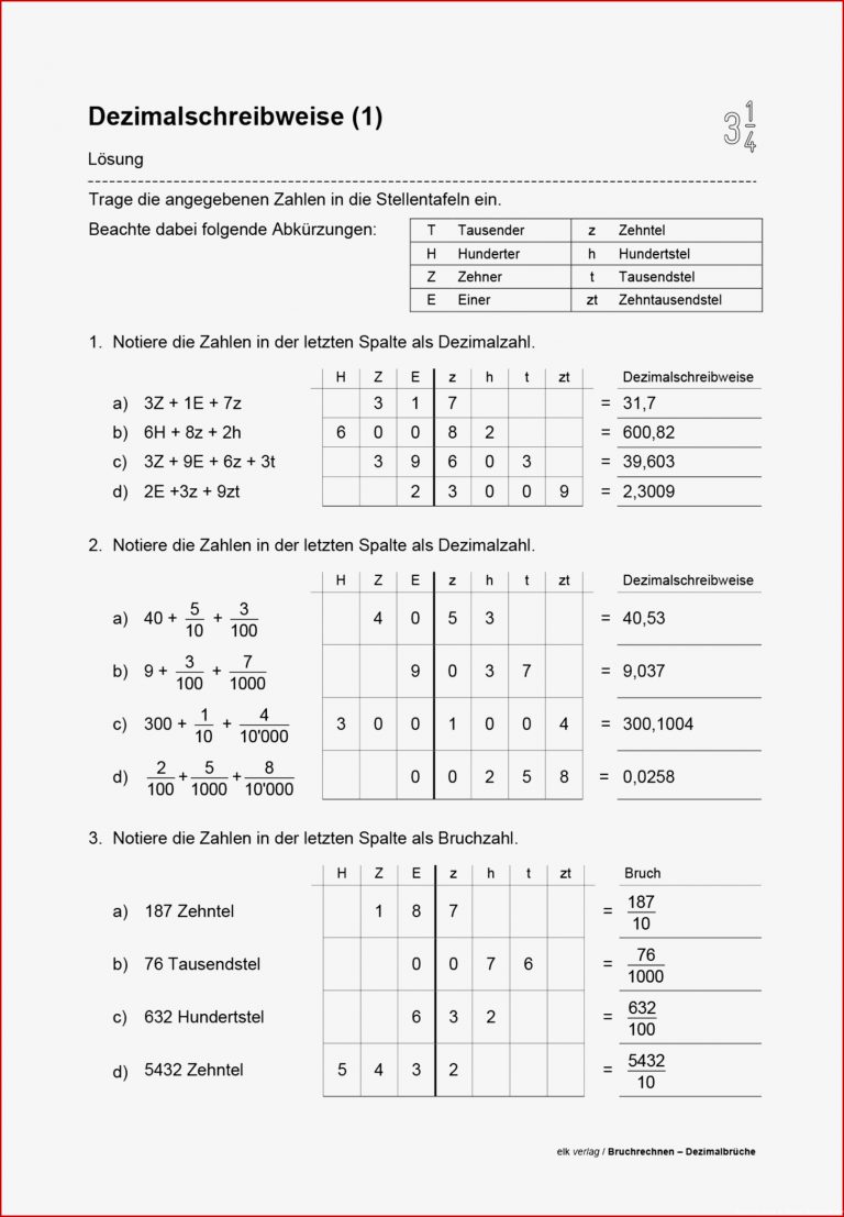 Brüche Mathe Arbeitbletter Klasse 6 Als Letztes