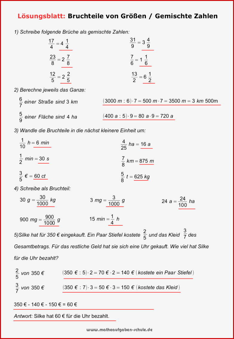 Brüche Mathe Arbeitbletter Klasse 6 Arbeitsblatter Zur